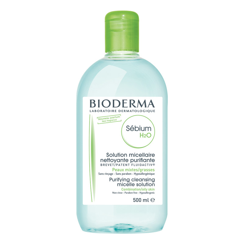 محلول پاک کننده Sebium H2O مناسب پوست چرب و بهترین میسلار واتر پوست مختلط 500میل بایودرما