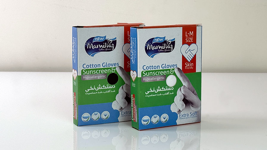 دستکش های نخی سفید و مشکی مامی ناز برای اگزما